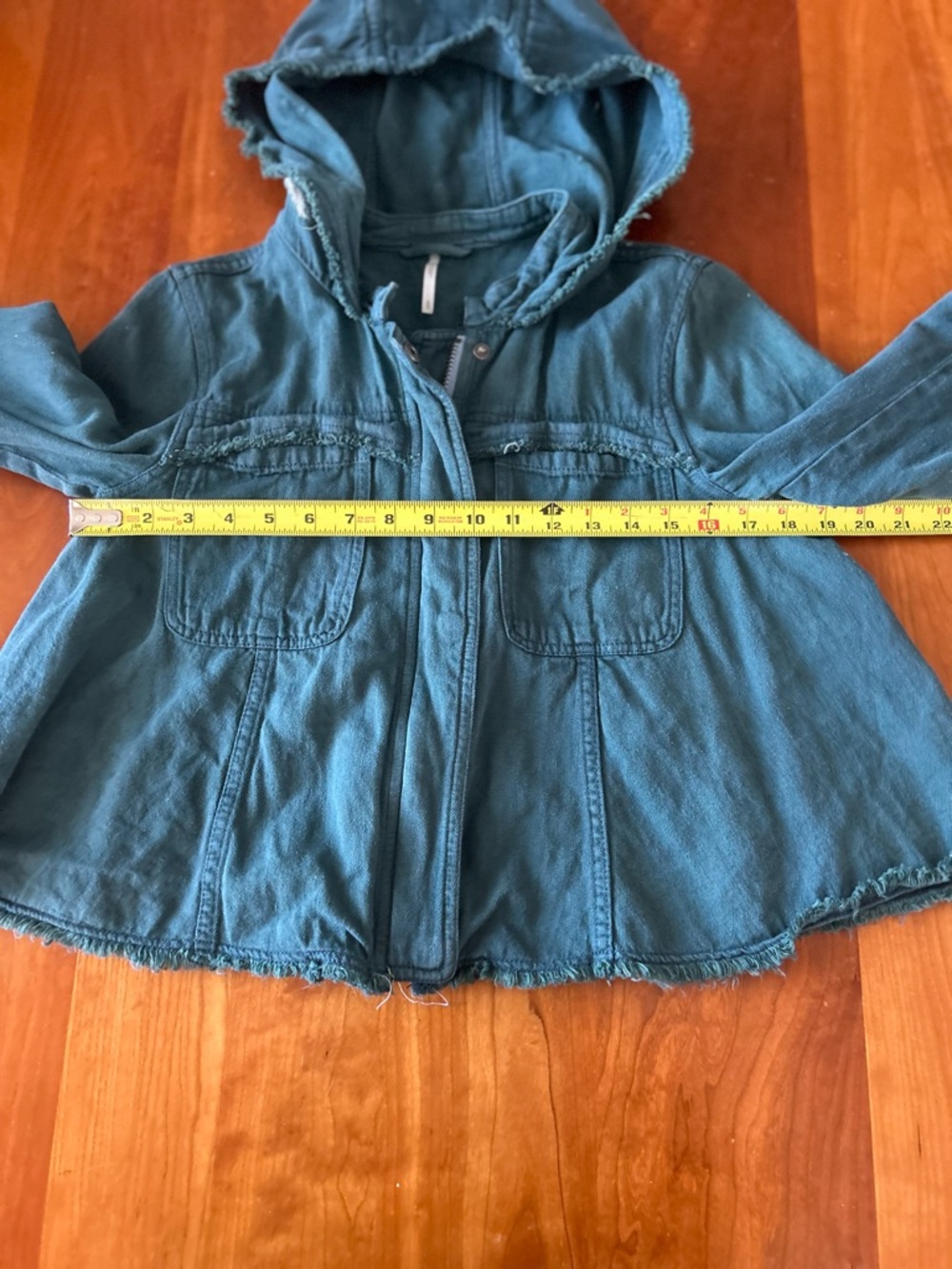 Upcycled green Free People jacket wolf howling at the moon Size Small - Picture 9 of 9